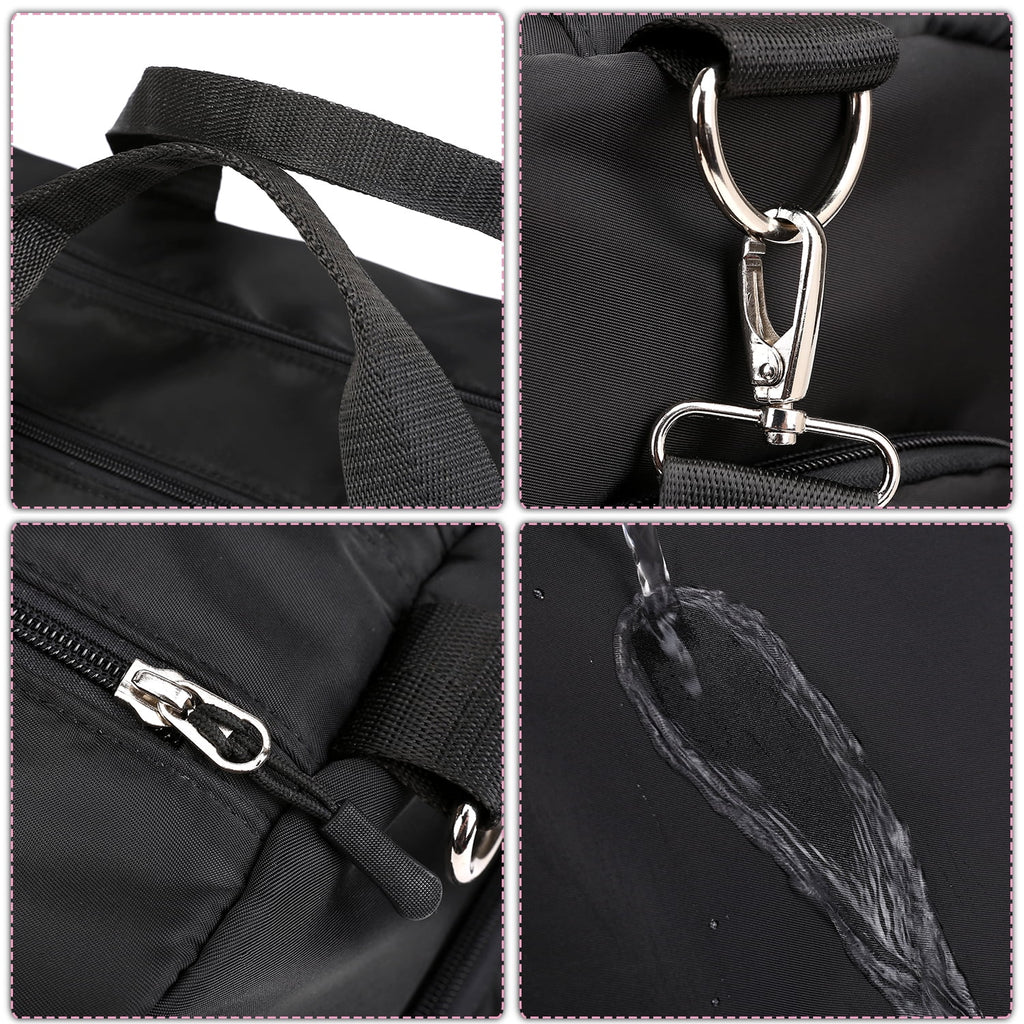 Sports Gym Bag Lightweight Travel Duffel Handbag with Dry Wet Pocket & Shoes Compartment (Black)