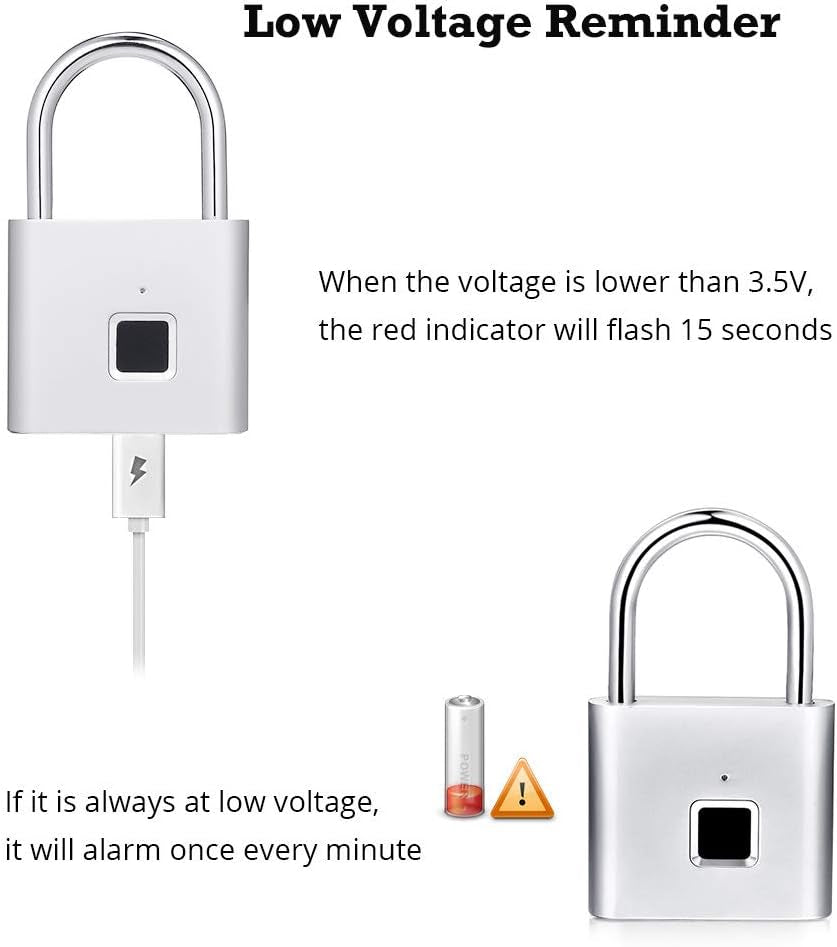 Fingerprint Padlock, USB Charging Waterproof Mini Smart Security Lock with No App, No Key, No Trouble, Friendly for Kids and Elderly