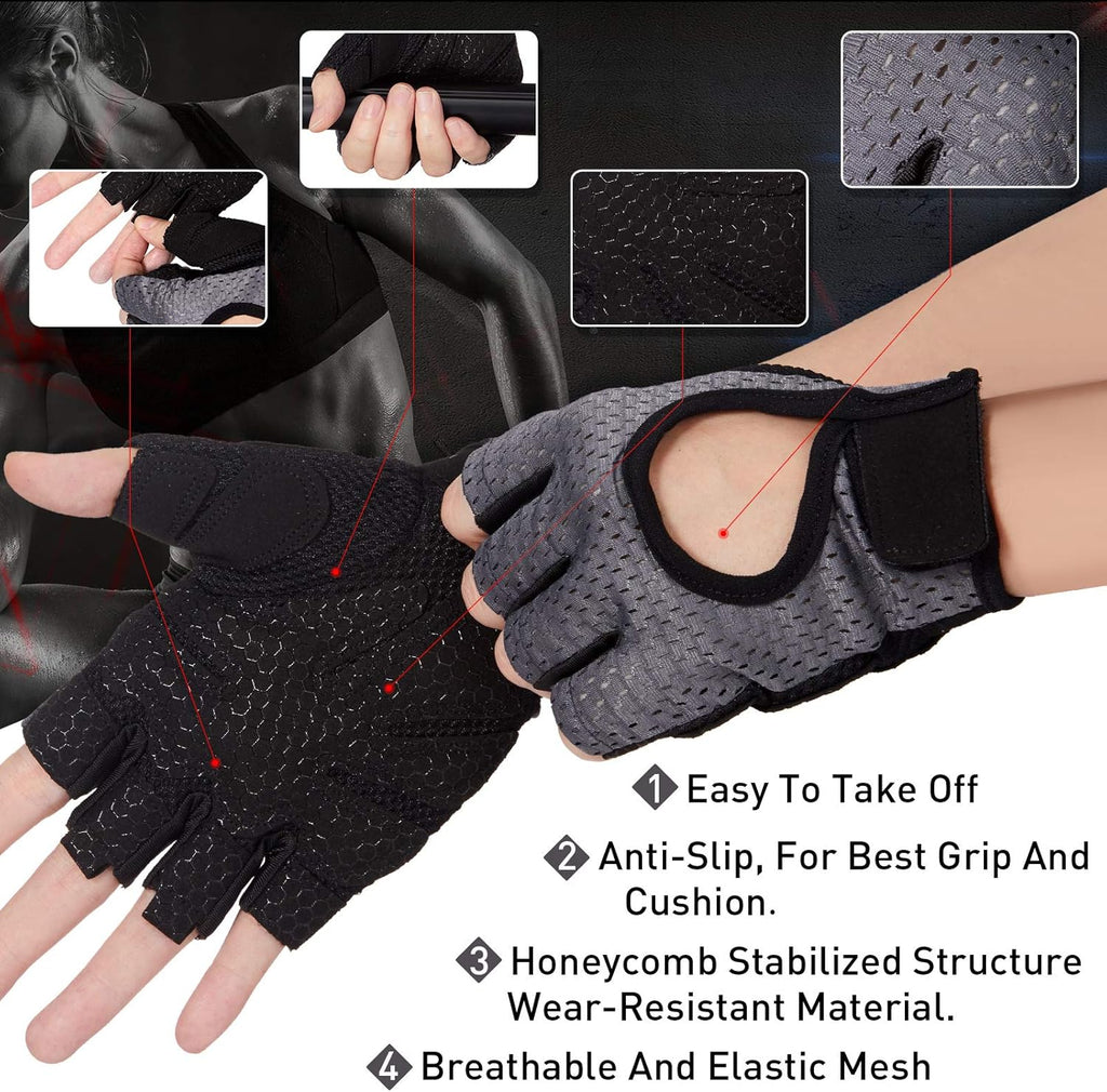2 Pairs Workout Gloves Adjustable Weight Lifting Gym Exercise Training Breathable Workout Gloves with Full Palm Protection for Men and Women Fitness, Biking, Pull Up