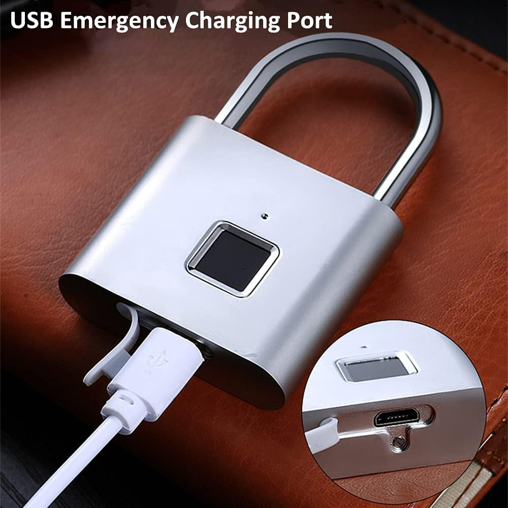 Fingerprint Padlock, USB Charging Waterproof Mini Smart Security Lock with No App, No Key, No Trouble, Friendly for Kids and Elderly